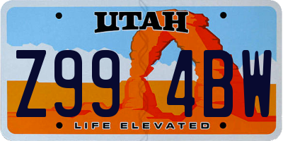 UT license plate Z994BW