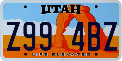 UT license plate Z994BZ