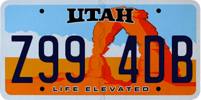 UT license plate Z994DB