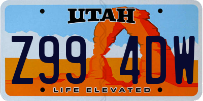 UT license plate Z994DW