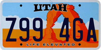 UT license plate Z994GA