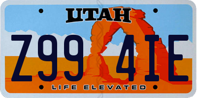 UT license plate Z994IE