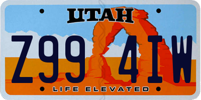 UT license plate Z994IW