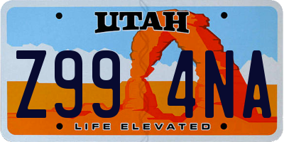 UT license plate Z994NA