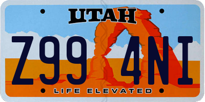 UT license plate Z994NI