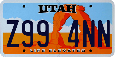 UT license plate Z994NN