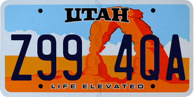 UT license plate Z994QA