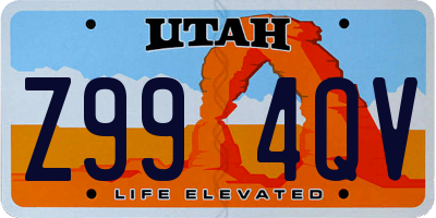 UT license plate Z994QV