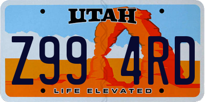 UT license plate Z994RD
