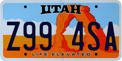 UT license plate Z994SA