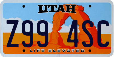UT license plate Z994SC