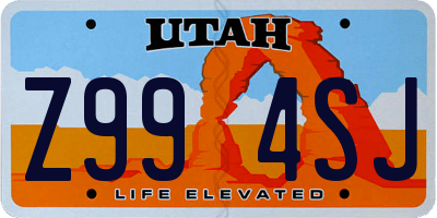 UT license plate Z994SJ