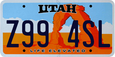 UT license plate Z994SL