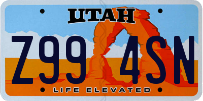 UT license plate Z994SN