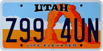 UT license plate Z994UN