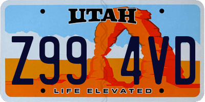 UT license plate Z994VD