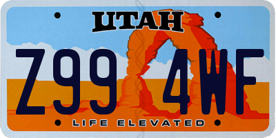 UT license plate Z994WF