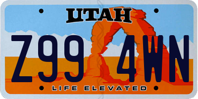 UT license plate Z994WN