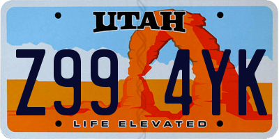 UT license plate Z994YK