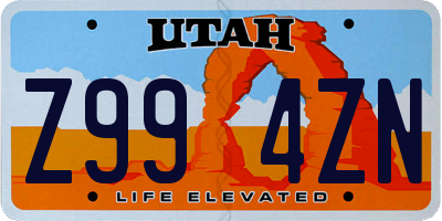 UT license plate Z994ZN
