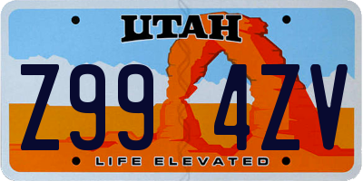 UT license plate Z994ZV