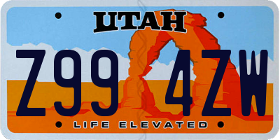 UT license plate Z994ZW