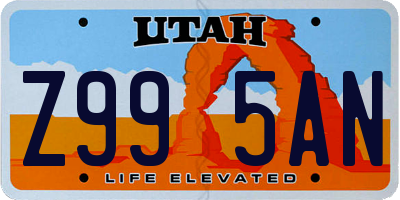 UT license plate Z995AN