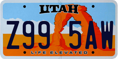 UT license plate Z995AW