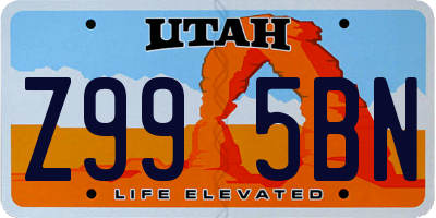 UT license plate Z995BN