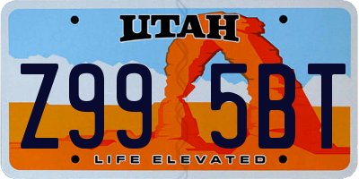 UT license plate Z995BT