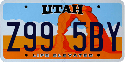 UT license plate Z995BY