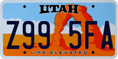 UT license plate Z995FA