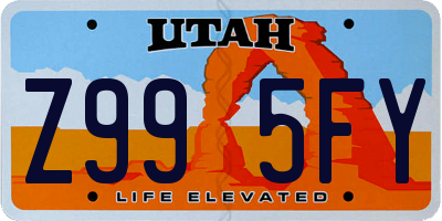 UT license plate Z995FY