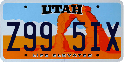 UT license plate Z995IX