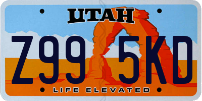 UT license plate Z995KD