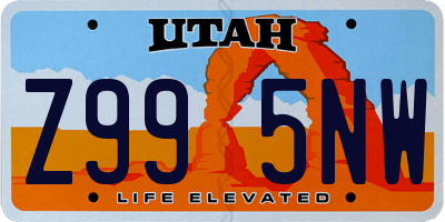 UT license plate Z995NW