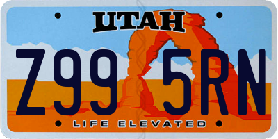 UT license plate Z995RN