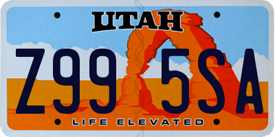 UT license plate Z995SA