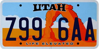 UT license plate Z996AA