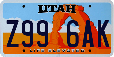 UT license plate Z996AK