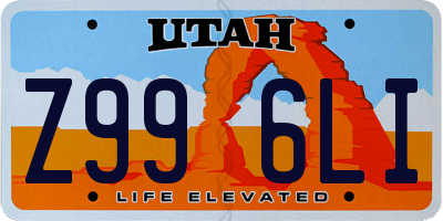 UT license plate Z996LI