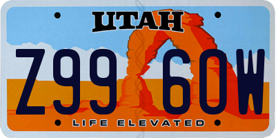 UT license plate Z996OW