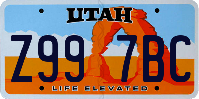 UT license plate Z997BC