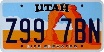 UT license plate Z997BN