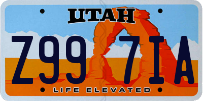 UT license plate Z997IA