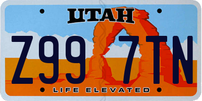 UT license plate Z997TN