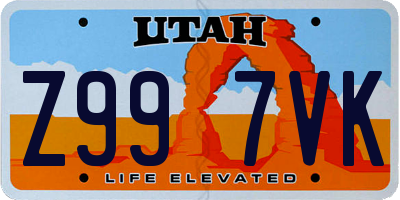 UT license plate Z997VK