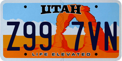 UT license plate Z997VN