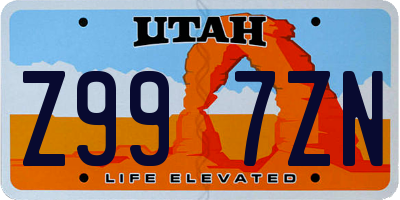 UT license plate Z997ZN
