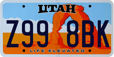 UT license plate Z998BK